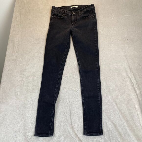 Levis Woman's 711 Skinny Jeans 26x32 Black Stretch Denim - Picture 11 of 12